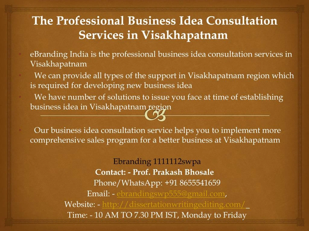 the professional business idea consultation services in visakhapatnam