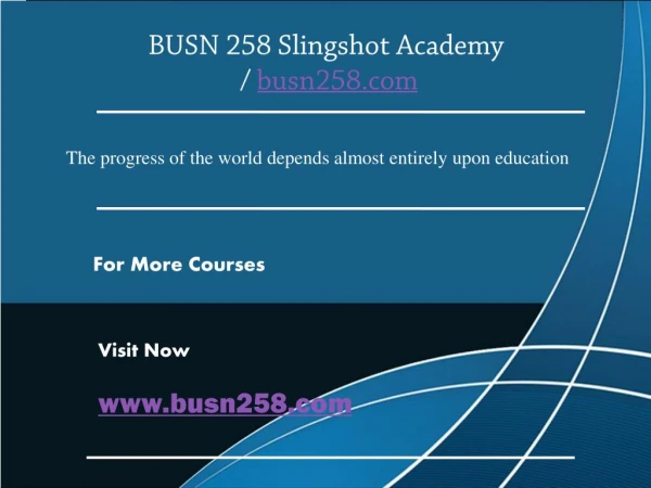 BUSN 258 Slingshot Academy / busn258.com