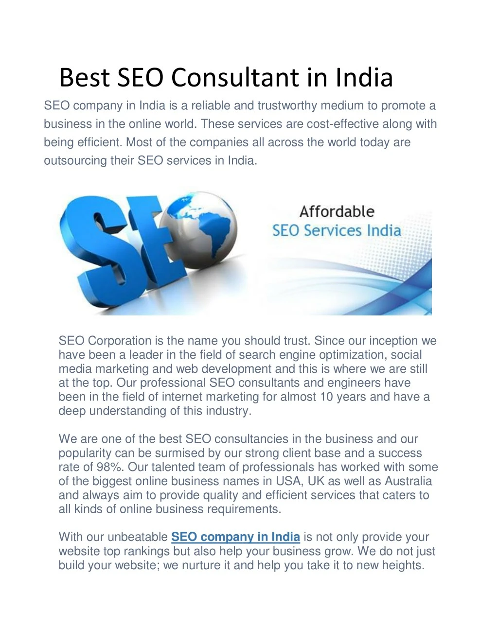 best seo consultant in india seo company in india