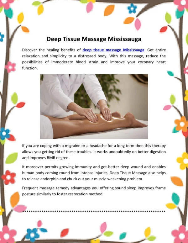 Best Deep Tissue Massage Mississauga