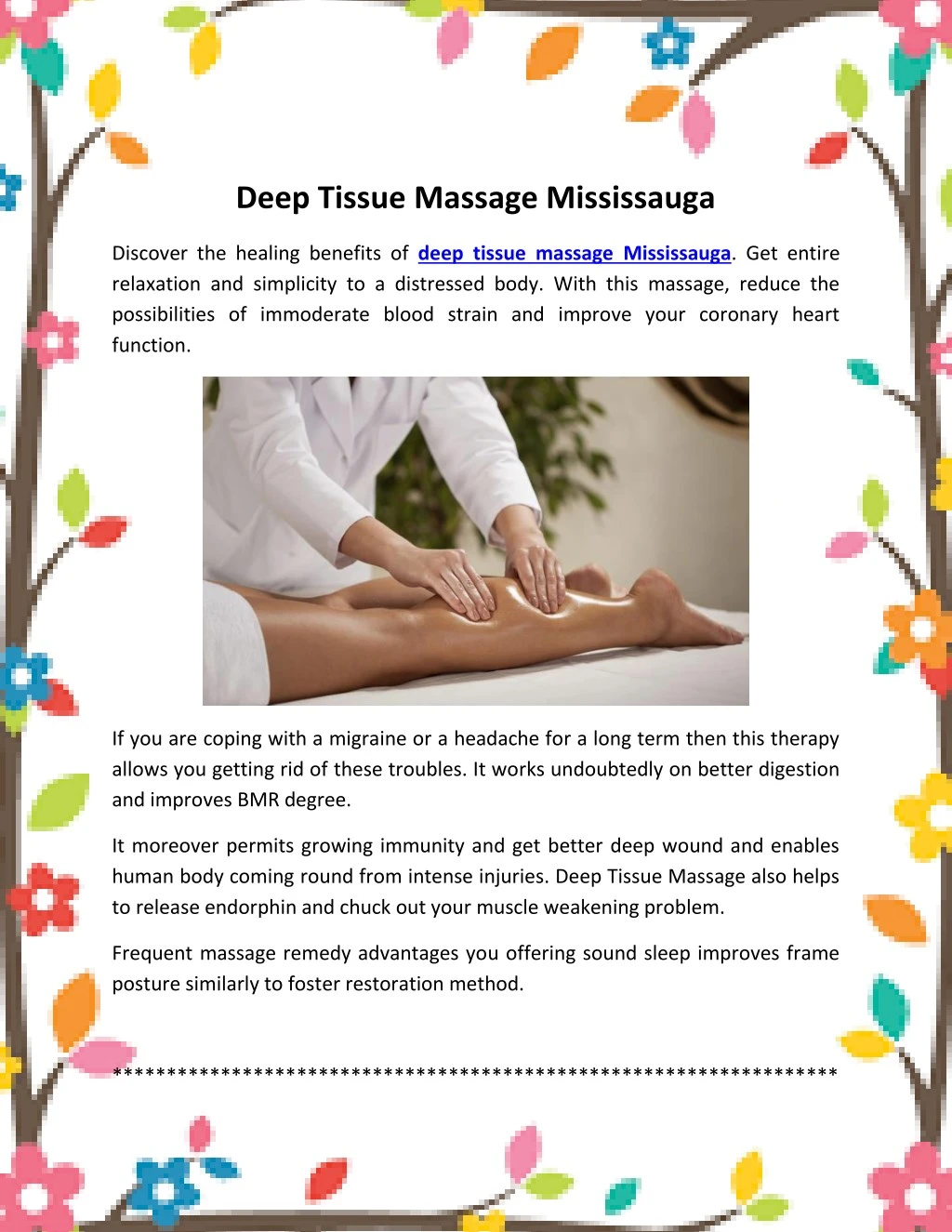 deep tissue massage mississauga