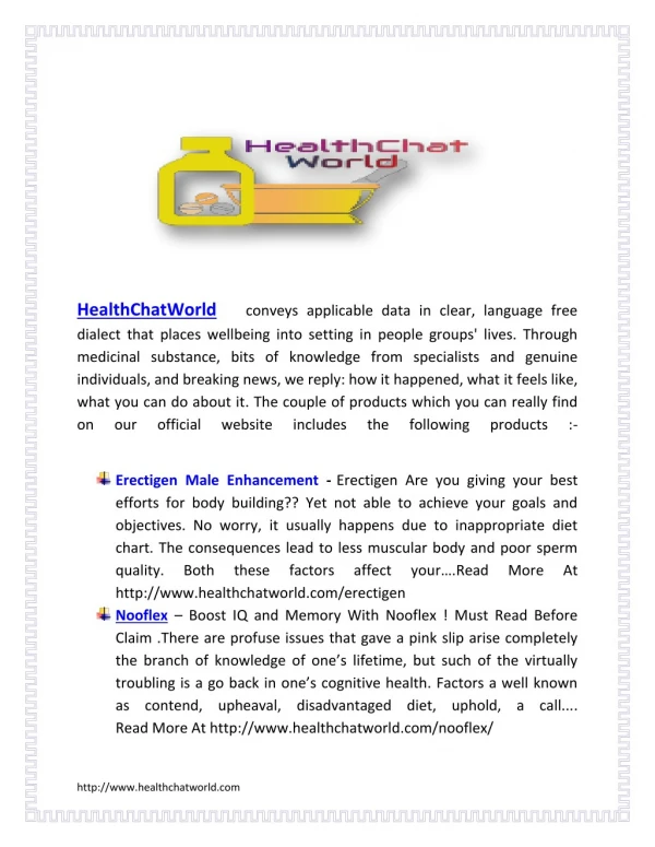 Health Chat World -> A top notched health supplement site
