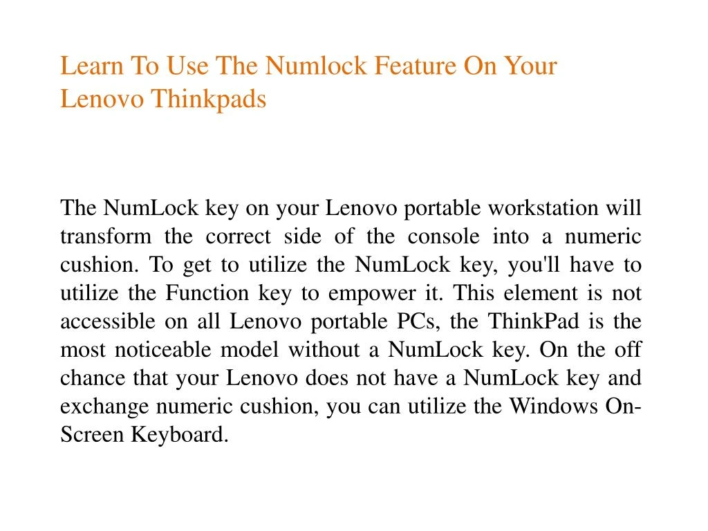 learn to use the numlock feature on your lenovo thinkpads