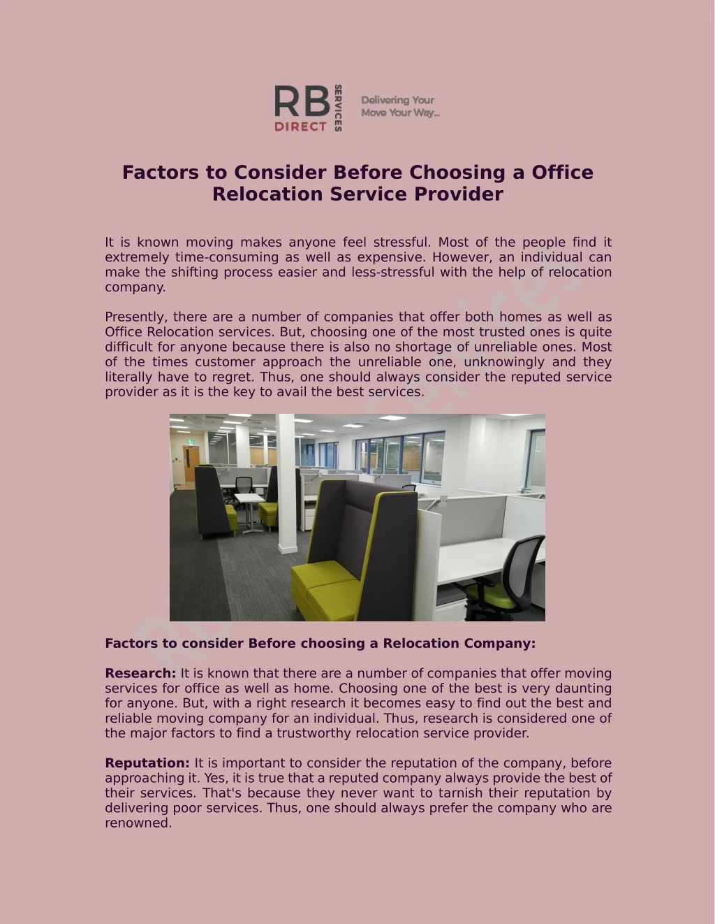 factors to consider before choosing a office