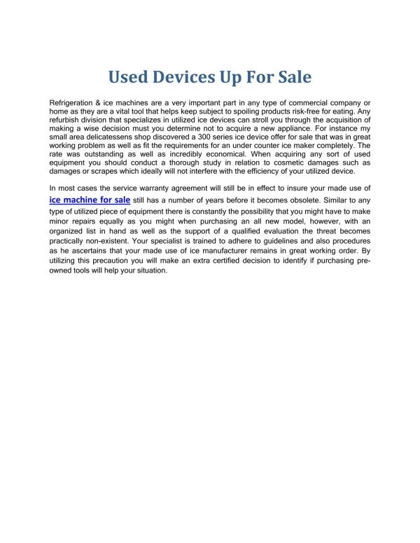 Used Devices Up For Sale