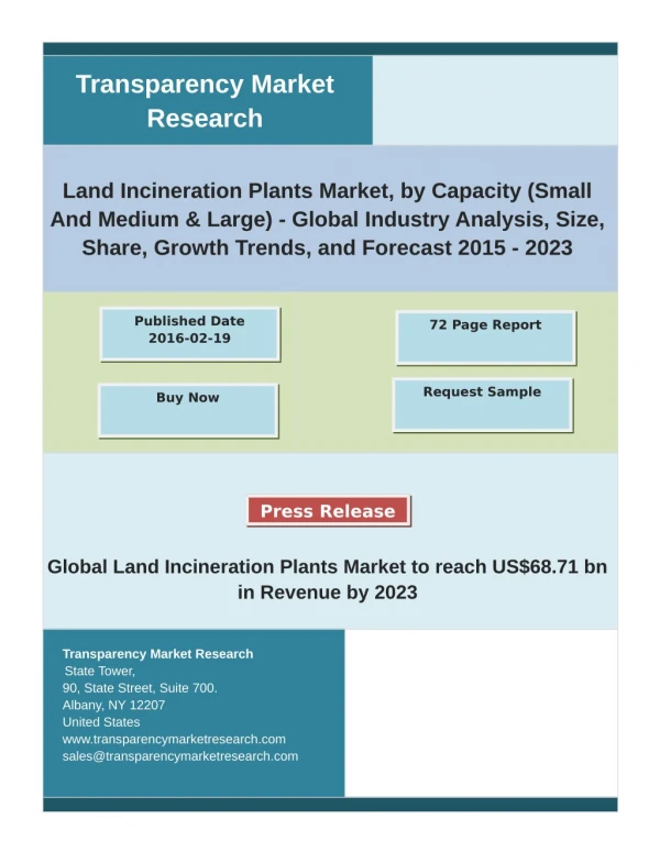Land Incineration Plants Market Overview, Dynamics, Trends, Segmentation, Key Players 2023