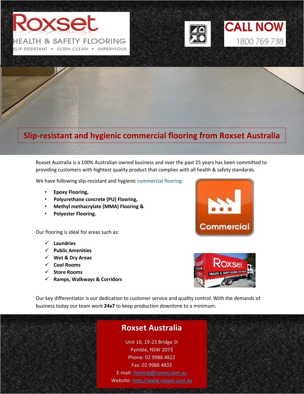 slip resistant and hygienic commercial flooring