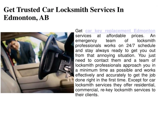 Car Key Replacement In Edmonton