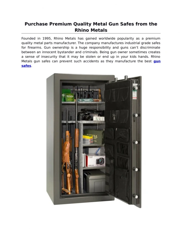 Best Gun Safes for Sale at Rhinosafe.com