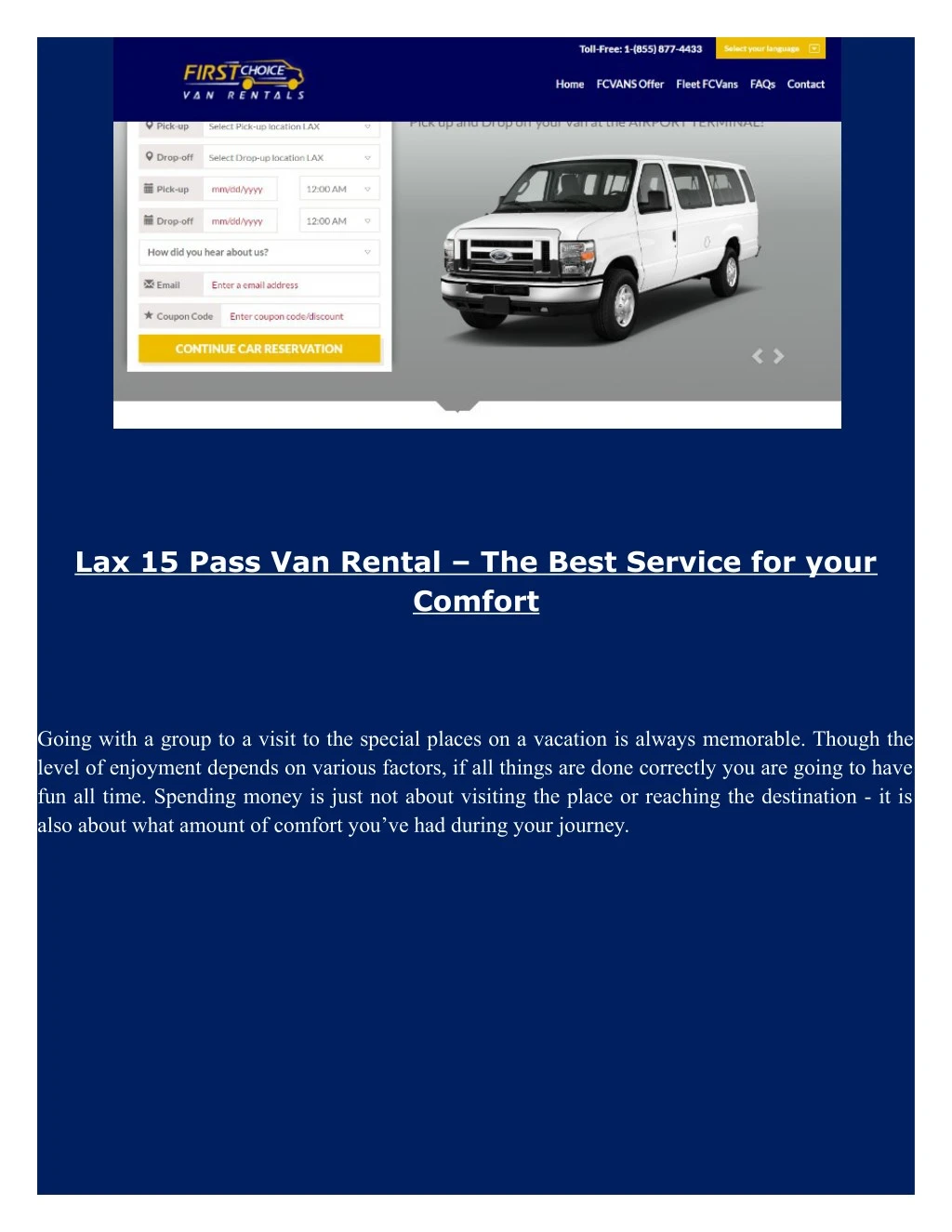 lax 15 pass van rental the best service for your
