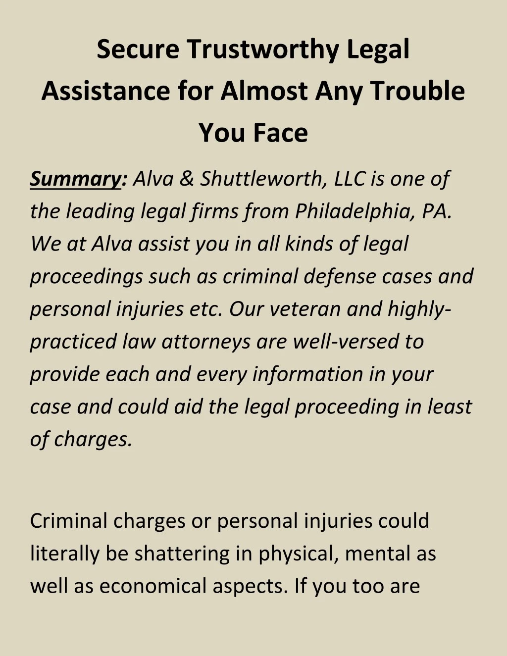 secure trustworthy legal assistance for almost