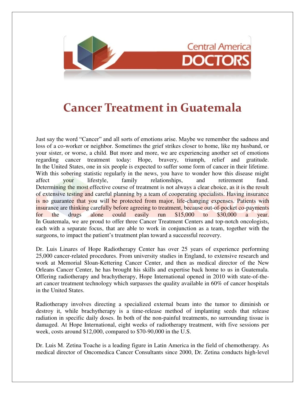 cancer treatment in guatemala