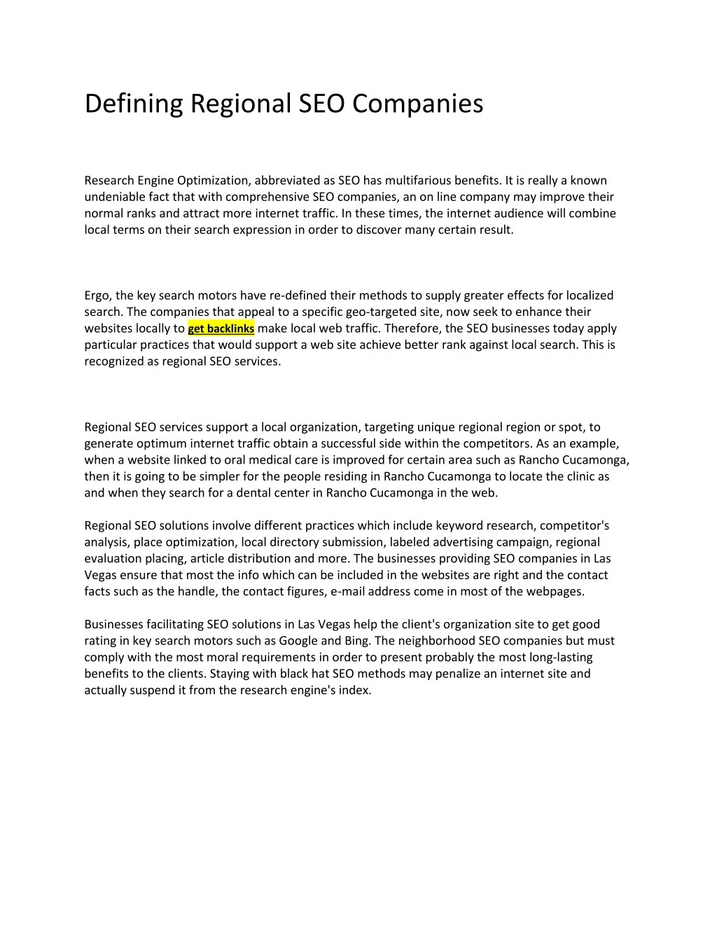 defining regional seo companies