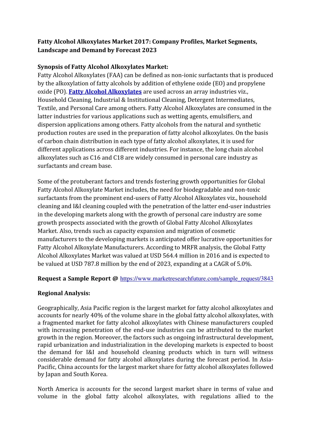 fatty alcohol alkoxylates market 2017 company