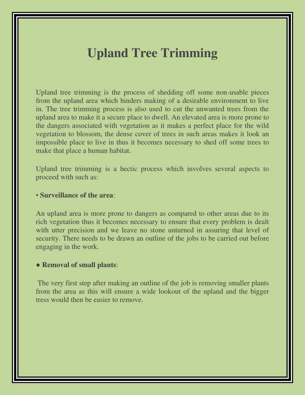 upland tree trimming