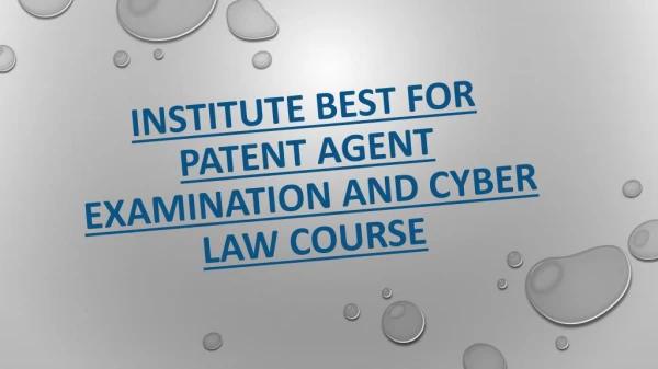 Institute Best For Patent Agent Examination And Cyber Law Course