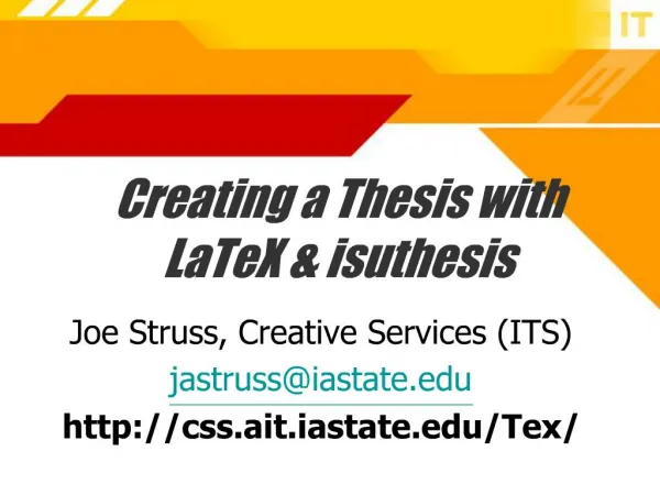 Creating a Thesis with LaTeX isuthesis