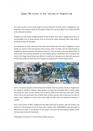 Cheap TOS silver is hot selling on Tosgold.com - slide 1
