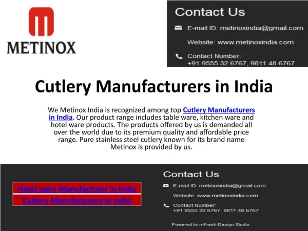 Cutlery Manufacturers in India