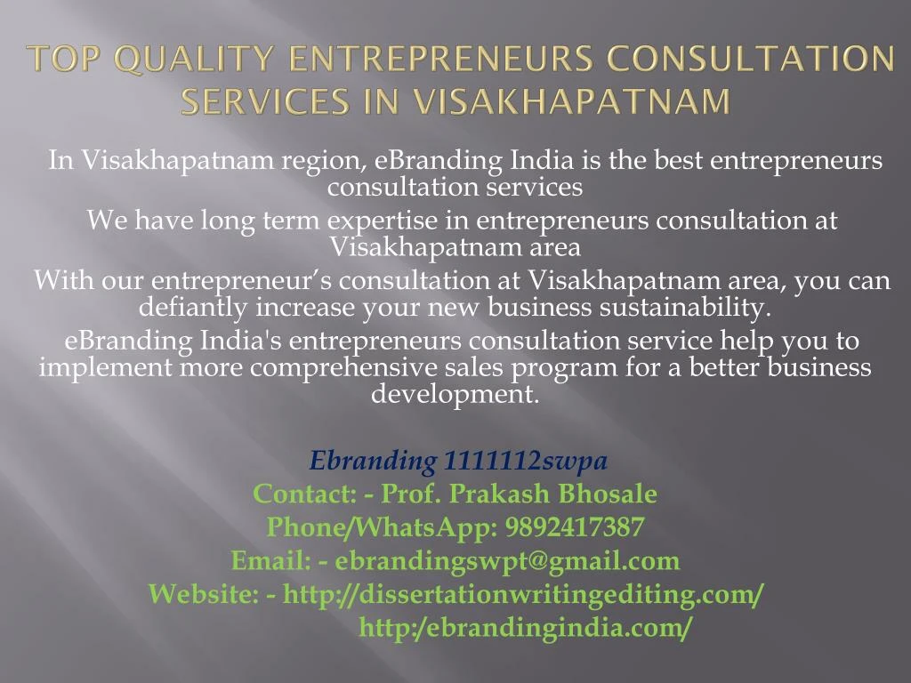 top quality entrepreneurs consultation services in visakhapatnam