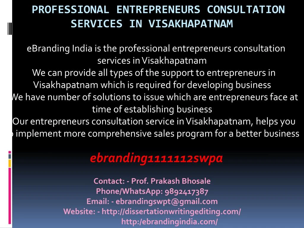 professional entrepreneurs consultation services in visakhapatnam