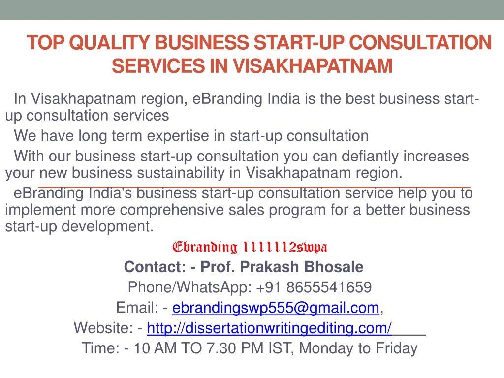 top quality business start up consultation services in visakhapatnam