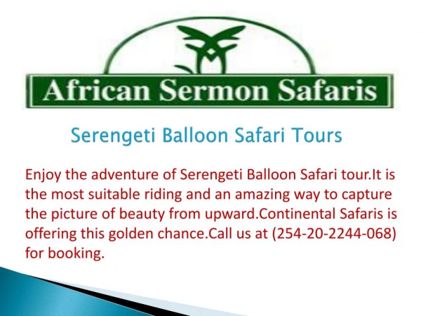 Serengeti Balloon Safari Tours