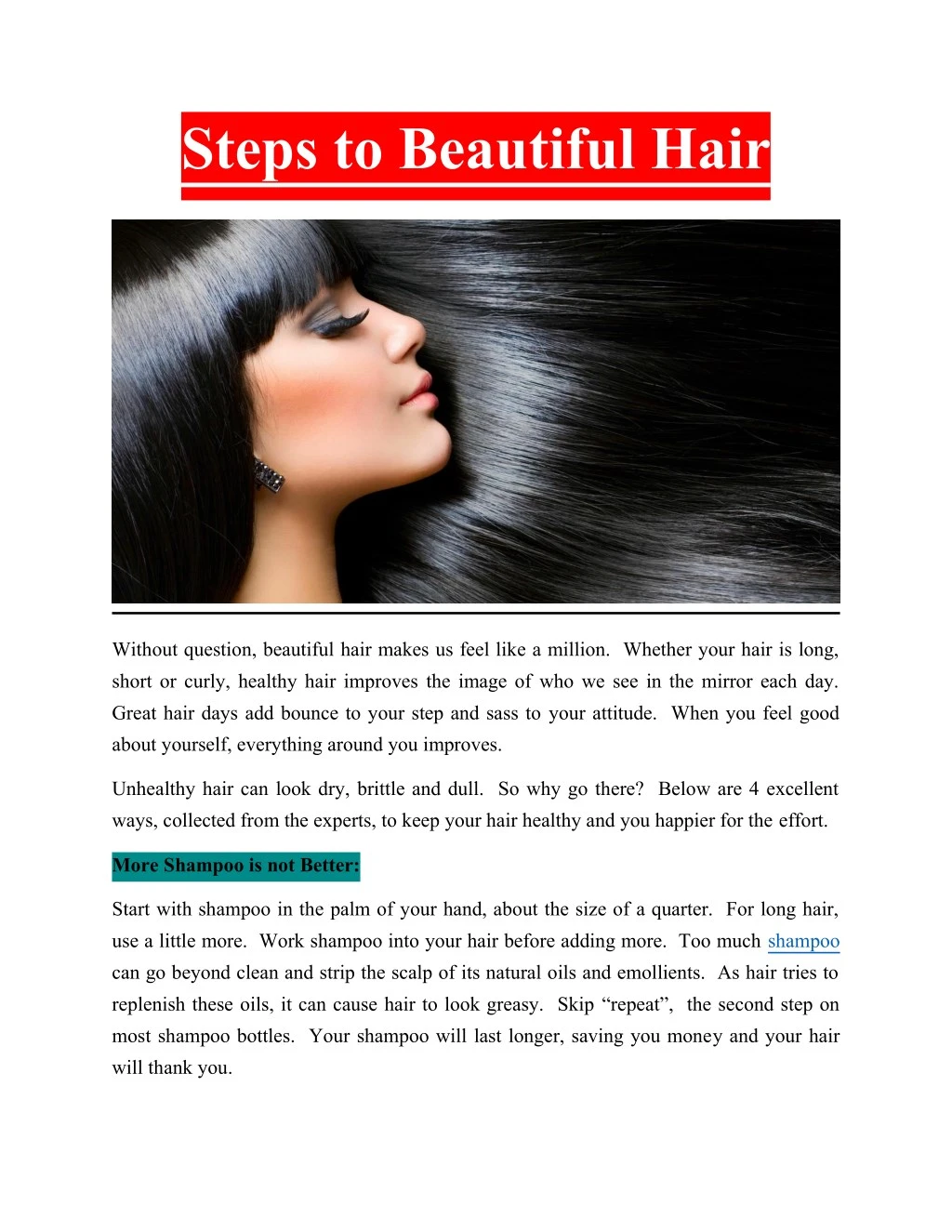 steps to beautiful hair