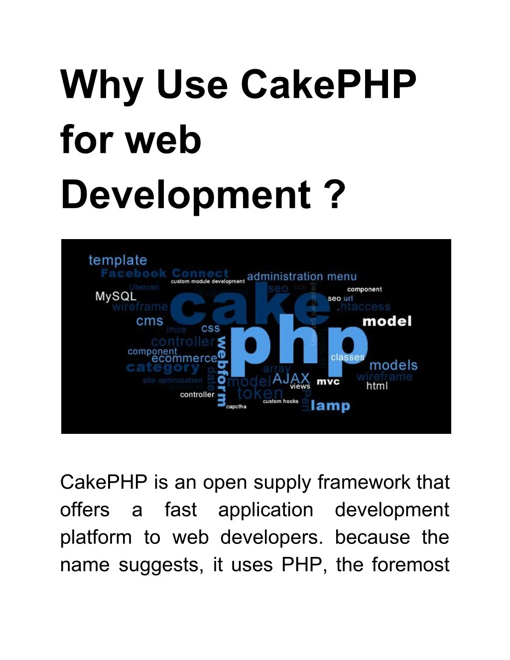 why use cakephp for web development