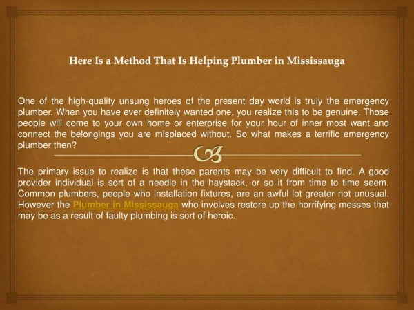 Here Is a Method That Is Helping Plumber in Mississauga