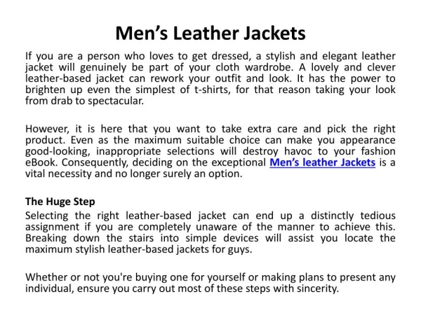 Men’s leather Jackets