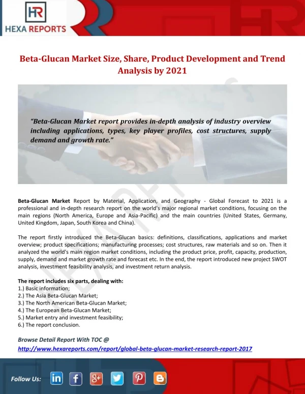 Beta-Glucan Market Size, Share, Product Development and Trend Analysis by 2021