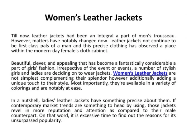 Women’s Leather Jackets