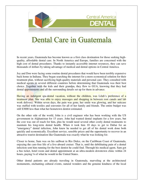 Dental Care in Guatemala