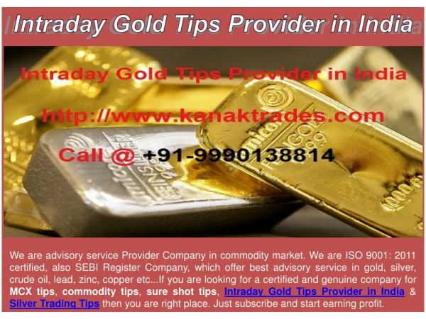 Intraday Gold Tips Provider in India & Silver Trading Tips
