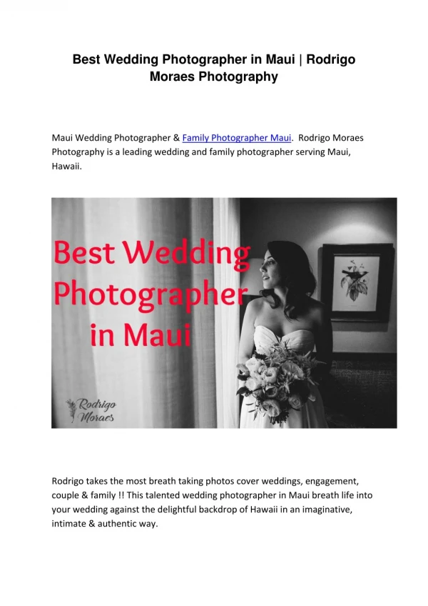 Best Wedding Photographer in Maui | Rodrigo Moraes Photography