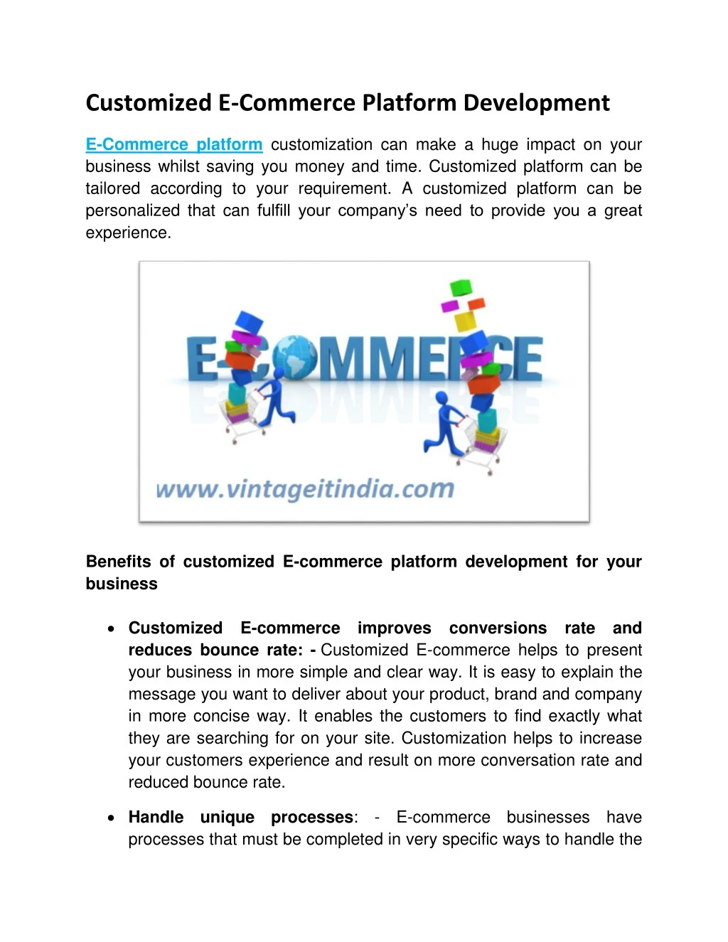 customized e commerce platform development
