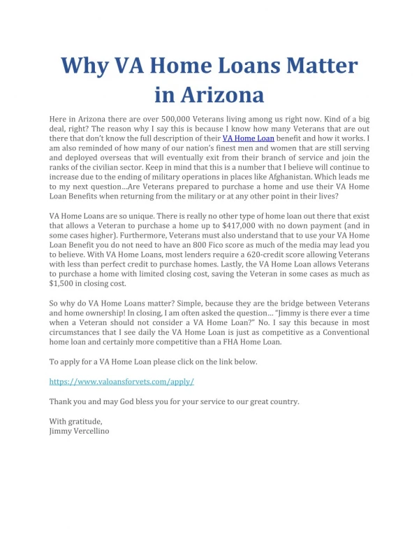 Why VA Home Loans Matter in Arizona