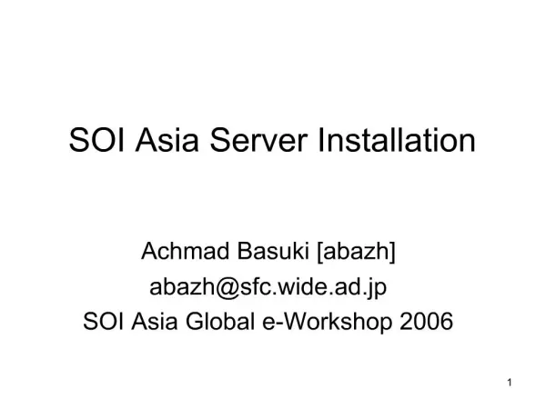 SOI Asia Server Installation