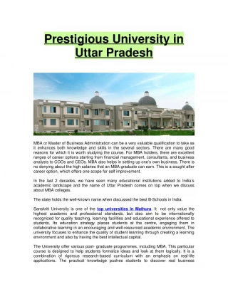 Prestigious university in uttar pradesh - slide 1
