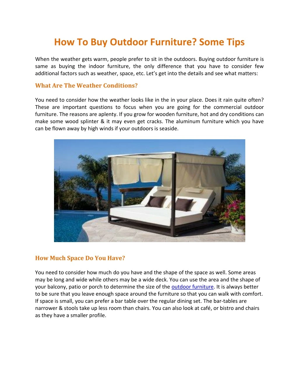 how to buy outdoor furniture some tips