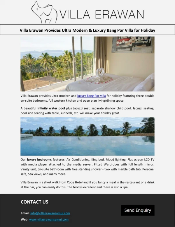 Villa Erawan Provides Ultra Modern & Luxury Bang Por Villa for Holiday