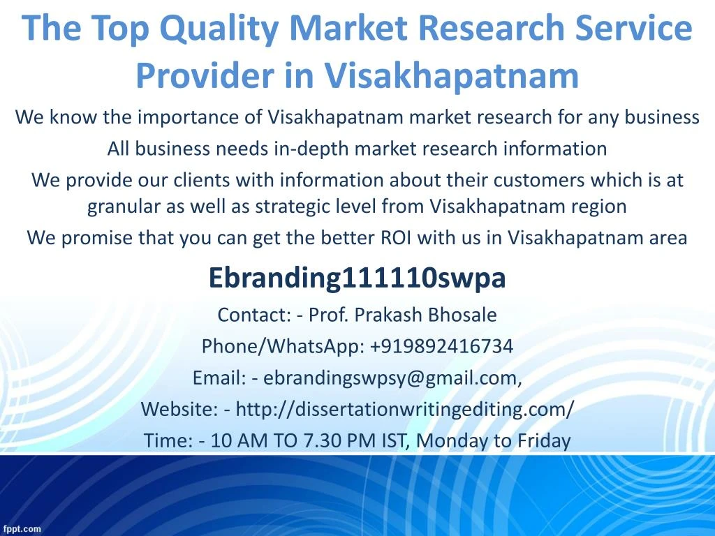 the top quality market research service provider in visakhapatnam