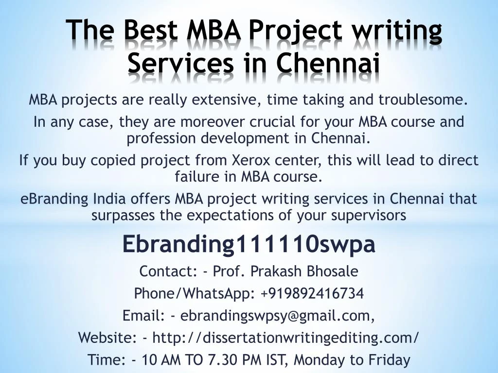 the best mba project writing services in chennai