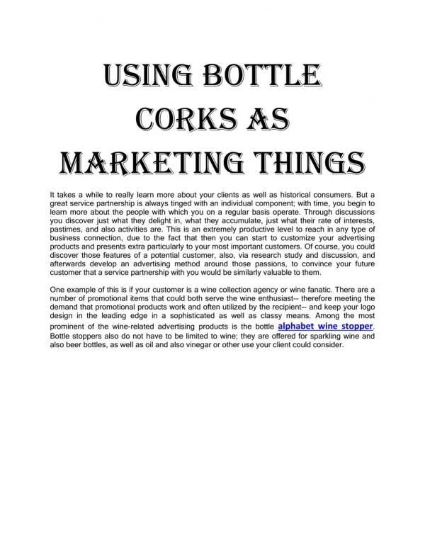 Using Bottle Corks as Marketing Things