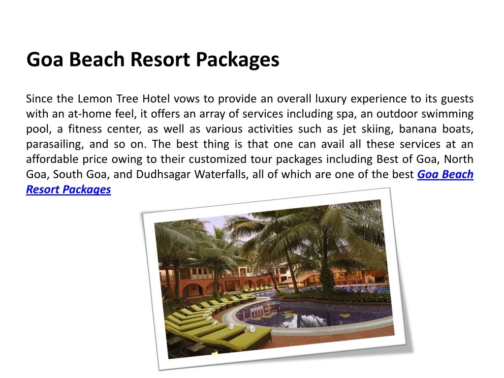 goa beach resort packages