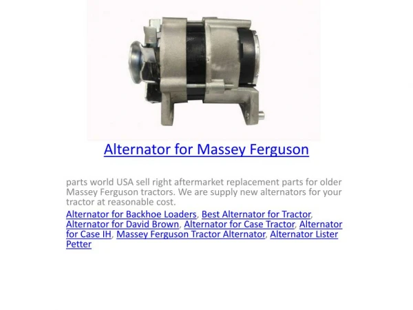 Alternator for Massey Ferguson