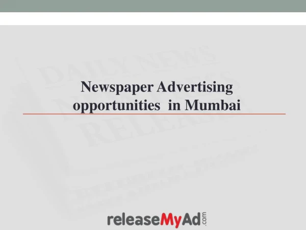 Newspaper Advertising Opportunities in Mumbai