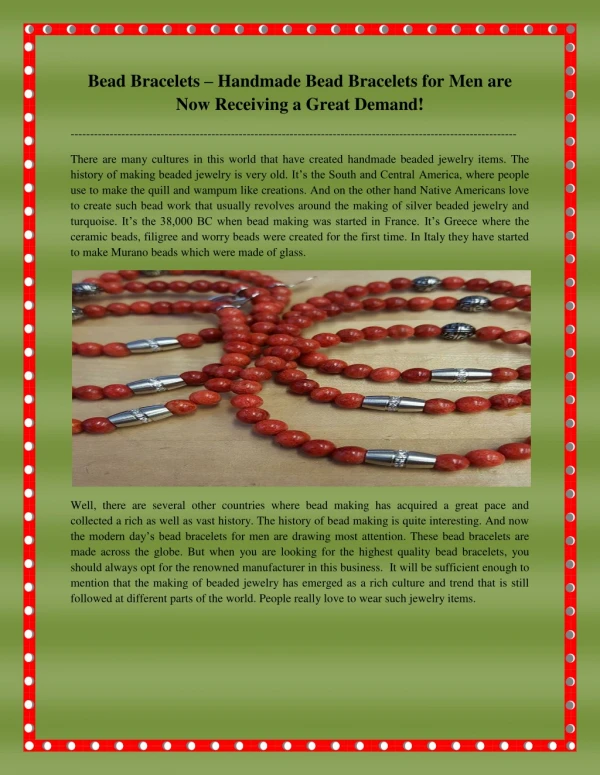 Bead Bracelets – Handmade Bead Bracelets for Men are Now Receiving a Great Demand!