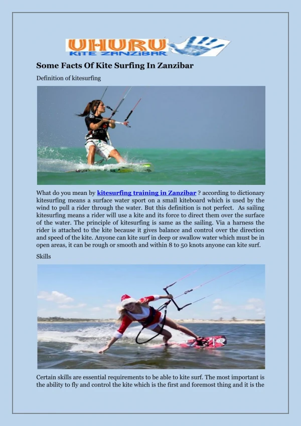 Some Facts Of Kite Surfing In Zanzibar